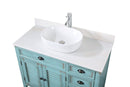 42" Abbeville Vessel Sink Vanity, Distressed Blue - Benton Collection Model CF-78881BU - Chans Furniture