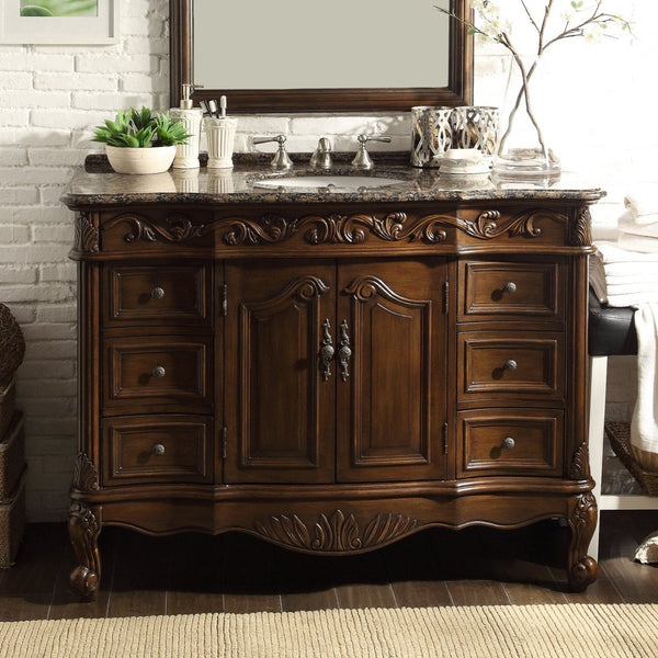 42 Inch Dark Brown Traditional Style Single Sink Baltic Brown Countertop Beckham Bathroom Vanity