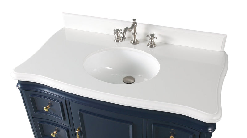 42" Benton Collection Carrara Marble Top Sesto White Bathroom Vanity