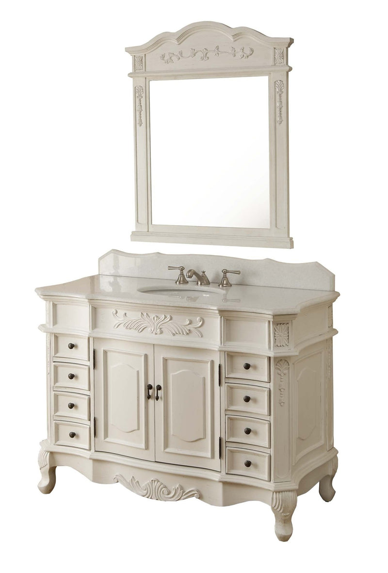 42" Benton Collection Classic style antique white Morton Bathroom Sink Vanity CF-2815W-AW-42 - Chans Furniture
