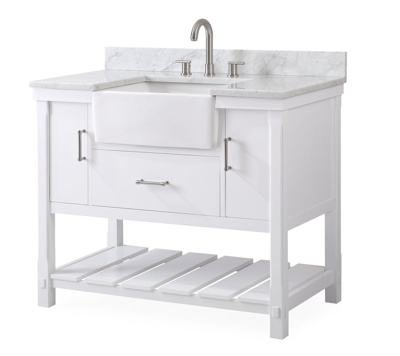 42-Inches Kendia Farmhouse Sink Bathroom Vanity - GD-7042-WT42-RA - Chans Furniture
