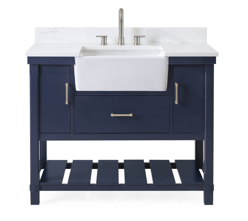42-Inches Kendia Navy Blue Farmhouse Sink Bathroom Vanity - FW-7042-NB42 - Chans Furniture