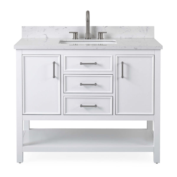 42" Tennant Brand White Single Sink Bathroom Vanity - Felton SKU # 7220-W42 - Chans Furniture