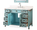46" Abbeville Distressed Blue Bathroom Sink Vanity Model CF-28885BU - Chans Furniture