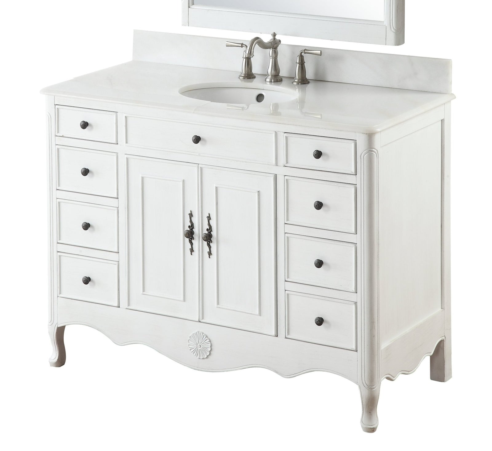 46 Inch Distressed Antique White Cottage Style Daleville Bathroom Sink ...