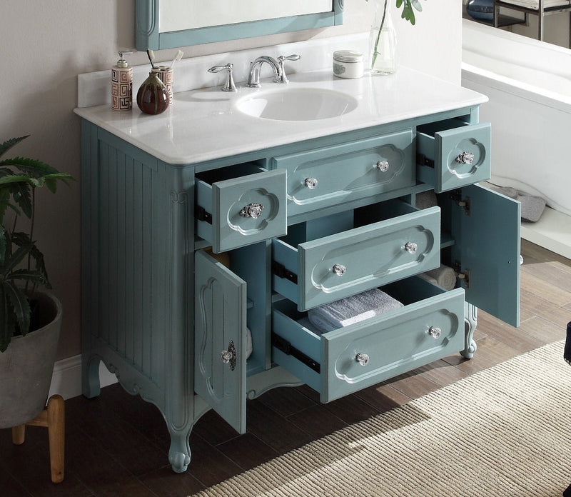 48” Benton Collection Light Blue Knoxville Victorian Style Bathroom Sink Vanity GD-1522BU-48 - Chans Furniture