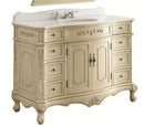 48" Fairmont Antique Style Single Sink Bathroom Vanity | Crystal White Marble