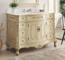 48" Fairmont Antique Style Single Sink Bathroom Vanity | Crystal White Marble