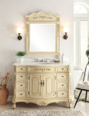 48" Fairmont Antique Style Single Sink Bathroom Vanity | Crystal White Marble