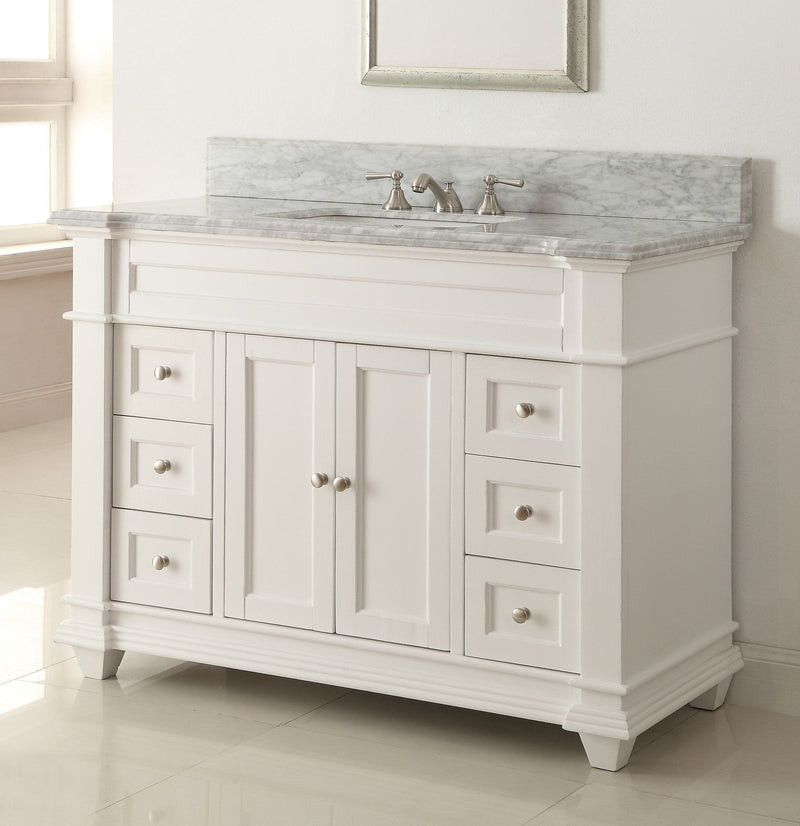 48" Kerianne Sink Vanity with Italian Carrara Marble Countertop - Model HF-1084W - Chans Furniture