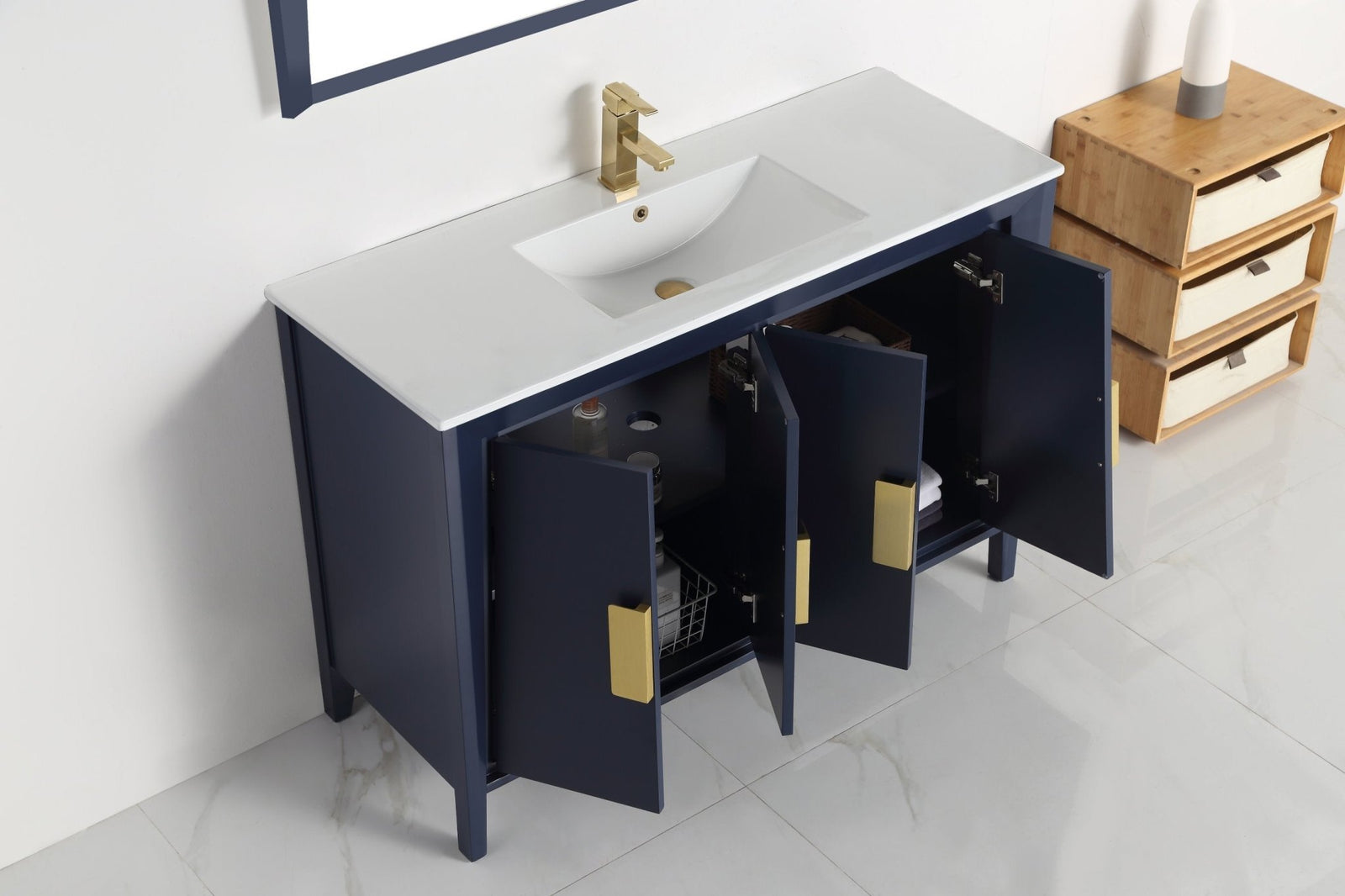 48" Larvotto Navy Blue Color Modern Bathroom Sink Vanity – Chans Furniture
