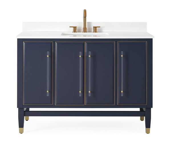 48" Tennant Brand Bertone Navy Blue Modern Bathroom Sink Vanity Q169NB-48QT - Chans Furniture