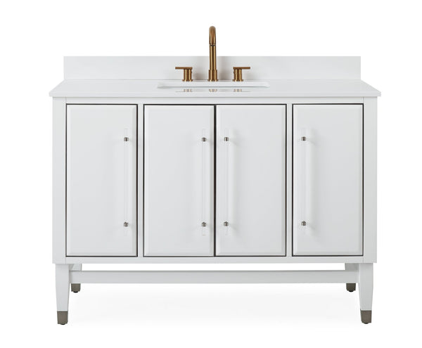 48" Tennant Brand Bertone White Modern Bathroom Sink Vanity Q164WT-48QT - Chans Furniture