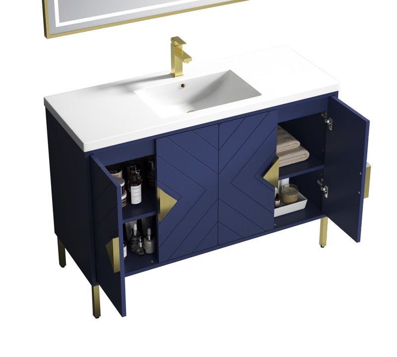 48" Tennant Brand Modern Style Navy Blue Eileen Bathroom Sink Vanity - AC-66NB48 - Chans Furniture