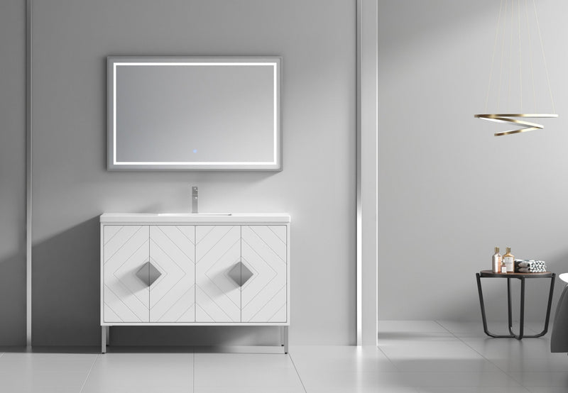 48" Tennant Brand Modern Style White Eileen Bathroom Sink Vanity - AC-66WT48 - Chans Furniture
