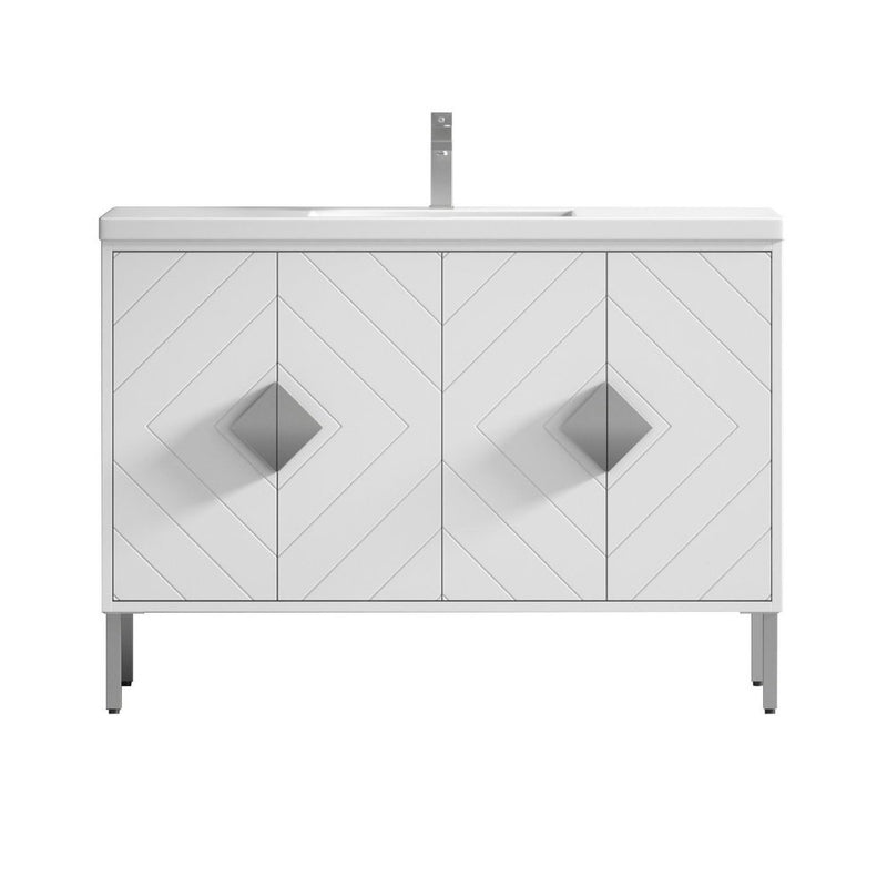 48" Tennant Brand Modern Style White Eileen Bathroom Sink Vanity - AC-66WT48 - Chans Furniture