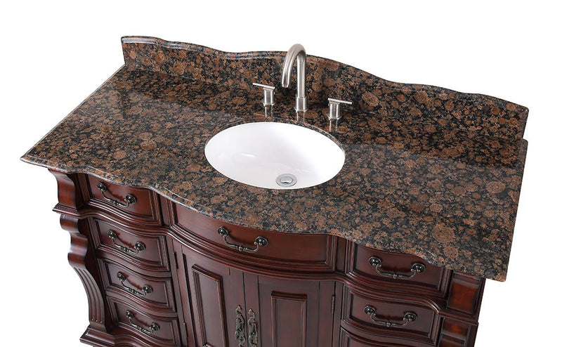 50" Cherry Wood Hopkinton Bathroom Sink Vanity Baltic Brown Stone Top GD-4437SB-50 - Chans Furniture