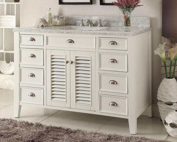 50" Kalani Sink Vanity with Italian Carrara Marble Countertop - 3028-Q50 - Chans Furniture