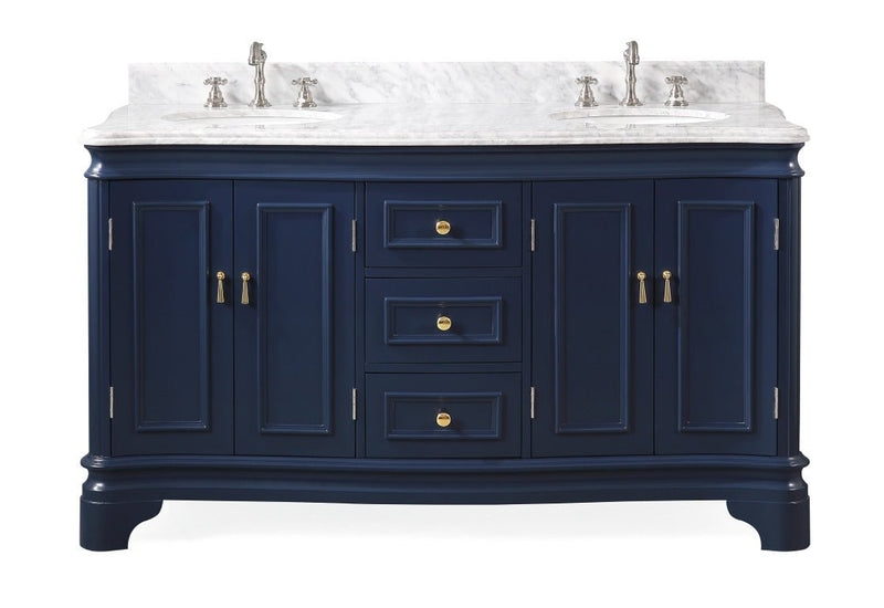 60" Benton Collection Sesto Navy Blue Bathroom Vanity