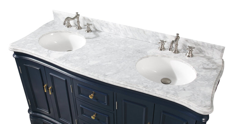 60" Benton Collection Sesto Navy Blue Bathroom Vanity