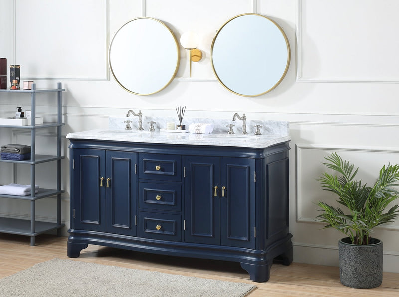 60" Benton Collection Sesto Navy Blue Bathroom Vanity