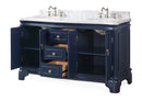 60" Benton Collection Sesto Navy Blue Bathroom Vanity