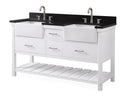 60-Inches Kendia Double Farmhouse Sink Bathroom Vanity - GD-7060-WT60-GT - Chans Furniture