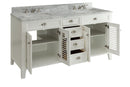 60" Kalani Double Sink Vanity with Italian Carrara Marble Countertop - Benton Collection Model YR-3028Q60D - Chans Furniture