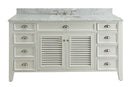 60" Kalani Sink Vanity with Italian Carrara Marble Countertop - Model YR-3028Q60S - Chans Furniture