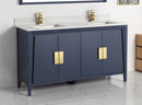 60" Larvotto Navy Blue Contemporary Double Sink Bathroom Vanity - CL-22NB60-QT - Chans Furniture