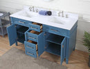 60" Tennant Brand Durand Modern Teal Blue Double Sink Bathroom Vanity QT-1808-D60TB - Chans Furniture