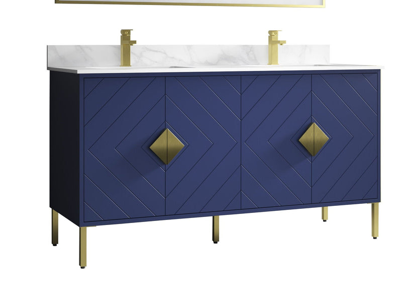 60" Tennant Brand Eileen Modern style double sink bathroom vanity - AC-66NB60 - Chans Furniture