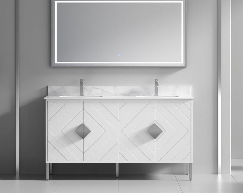 60" Tennant Brand Eileen Modern Style Double Sink Bathroom Vanity - AC-66WT60 - Chans Furniture