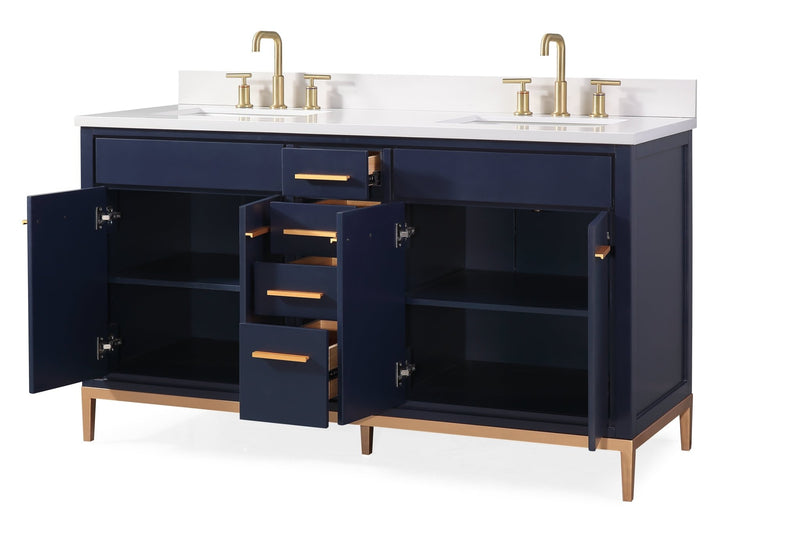 60" Tennant Brand Modern Style Navy Blue Beatrice Double Sink Bathroom Vanity - TB-9444-D60NB - Chans Furniture