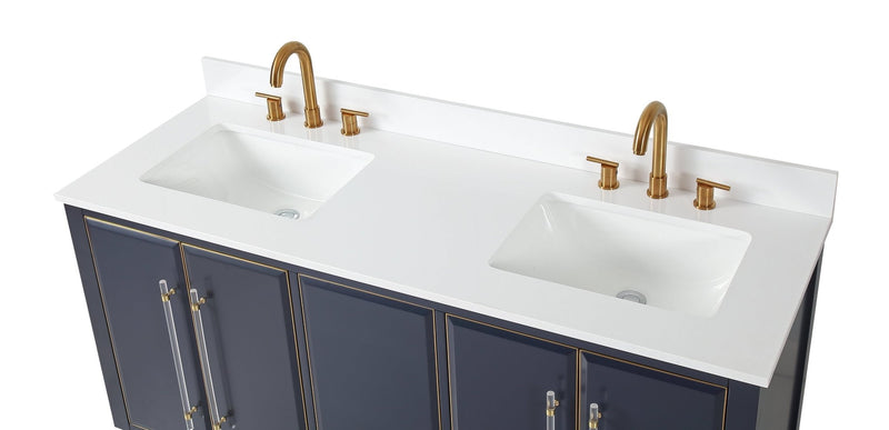 60" Tennant Brand Navy Blue Bertone Double Bathroom Sink Vanity - Model