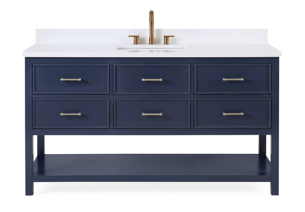 60" Tennant Brand Navy Blue Color Felton Bathroom Sink Vanity # 7440-NB60S - Chans Furniture