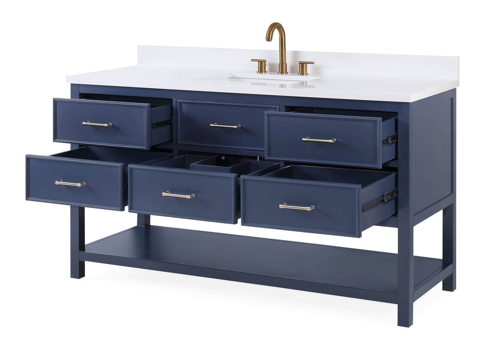 60" Tennant Brand Navy Blue Color Felton Bathroom Sink Vanity Chans
