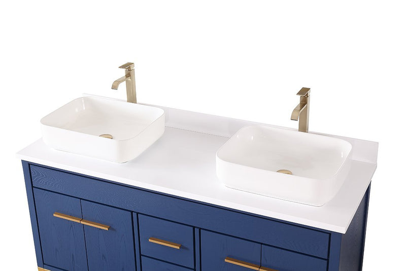 60" Tennant Brand Vessel sink Beatrice Double Sink Bathroom Vanity - TB-9960-VB60QT - Chans Furniture