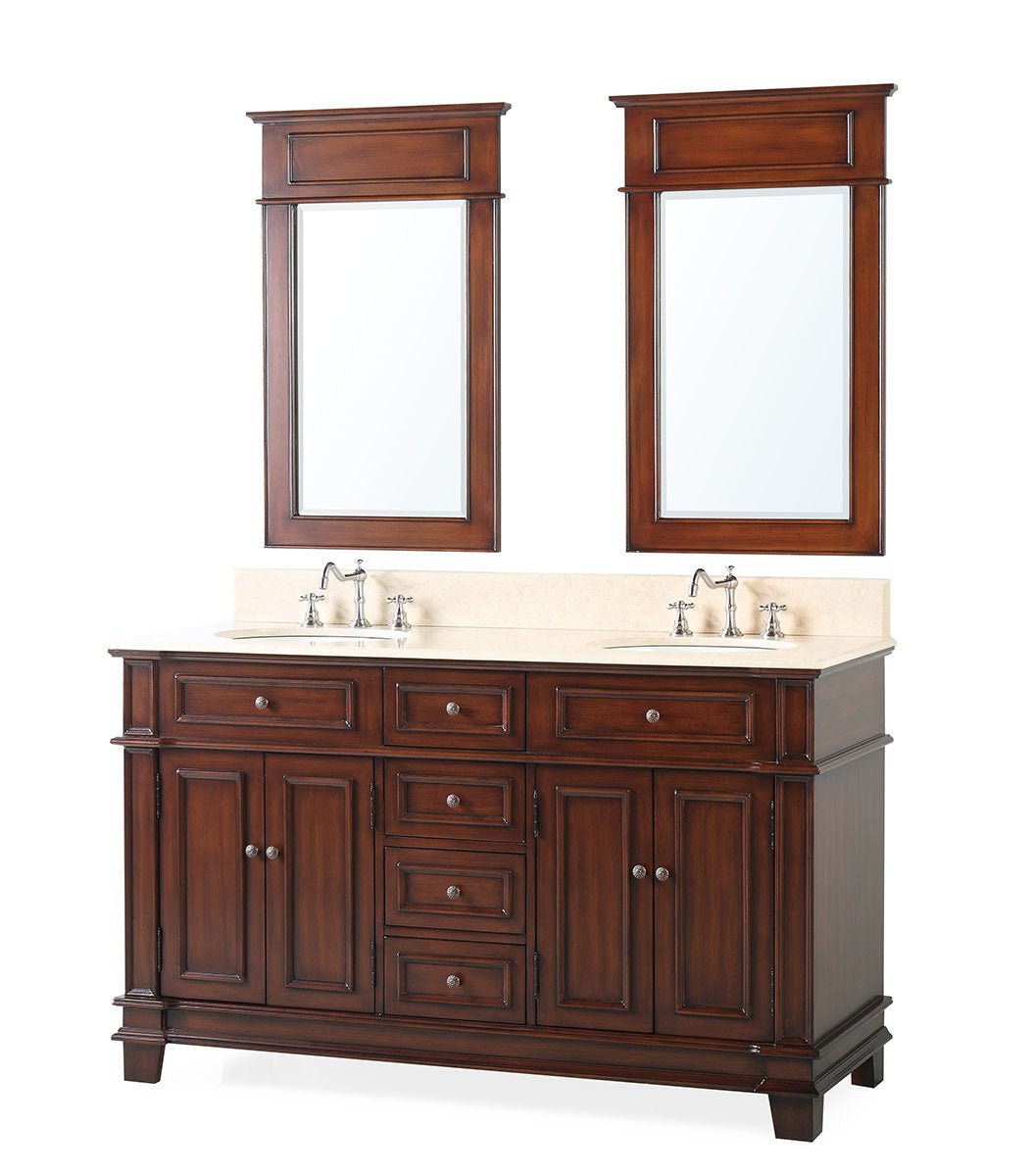 60" Timeless Classic Sanford Double Sink Bathroom Vanity Chans Furniture