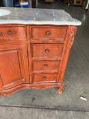 60" Traditional Cherry Wood Bathroom Vanity with white marble stone top - Chans Furniture