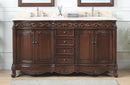 64" Traditional Style Brown Double Sink Beckham Bathroom Vanity - CF-3882M-TK-64 - Chans Furniture