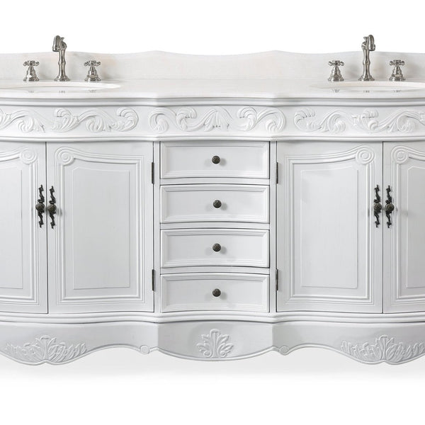 カウンター　白　アンティーク 72 Inch Antique White Traditional Style Double Sink White