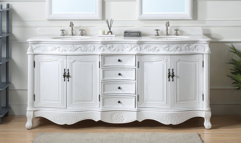 72" Antique White Traditional Style Double Sink Beckham Bathroom Vanity - CF-3882W-AW-72 - Chans Furniture