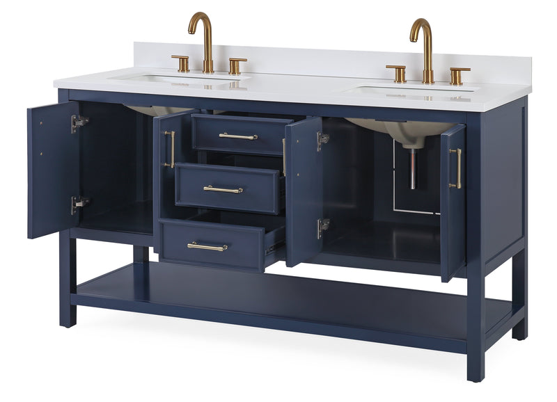 60" Tennant Brand Navy Blue Double Sink Bathroom Vanity - Felton