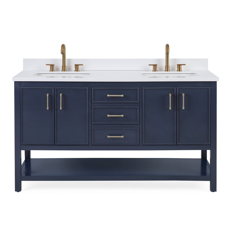 60" Tennant Brand Navy Blue Double Sink Bathroom Vanity - Felton
