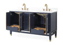 60" Tennant Brand Navy Blue Bertone Double Bathroom Sink Vanity - Model