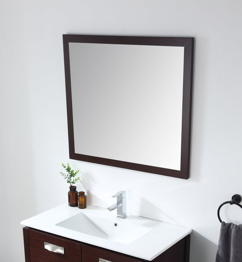 Adagio Espresso/Wenge 34-inch Wall Mirror MIR-409WE36 - Chans Furniture